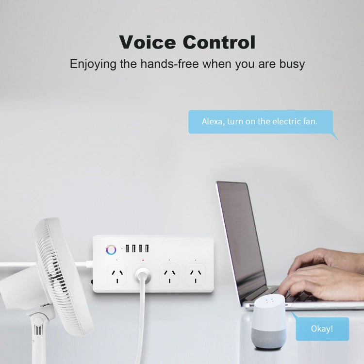 WiFi 10A SM-SO301-A 4 Holes + 4 USB 2000W Multi-purpose Smart Power Strip, AU Plug - Smart Socket by PMC TechLife | Online Shopping South Africa | PMC TechLife