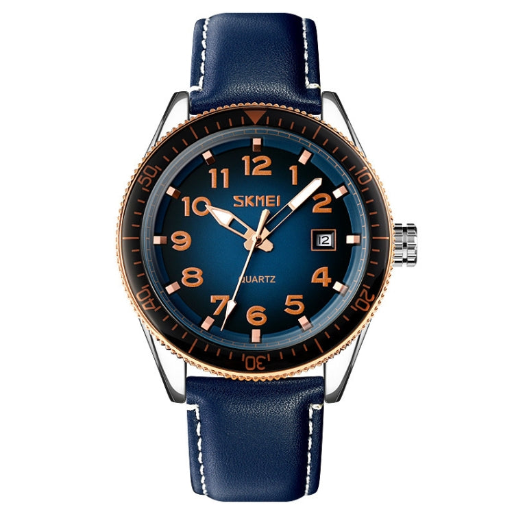 SKMEI 9232 Stainless Steel Buckle Glass Mirror Waterproof Resistant Quartz Watch(Belt - Rose Gold and Blue) - Other Watches by SKMEI | Online Shopping South Africa | PMC Jewellery | Buy Now Pay Later Mobicred