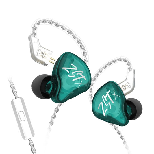 KZ-ZST X 1.25m Ring Iron Hybrid Driver In-Ear Noise Cancelling Earphone, Style:With Microphone(Hyun Cyan) - In Ear Wired Earphone by KZ | Online Shopping South Africa | PMC Jewellery