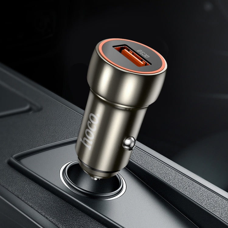 hoco Z46 Blue Shield Single Port QC3.0 Car Charger(Metal Grey) - Car Charger by hoco | Online Shopping South Africa | PMC Jewellery