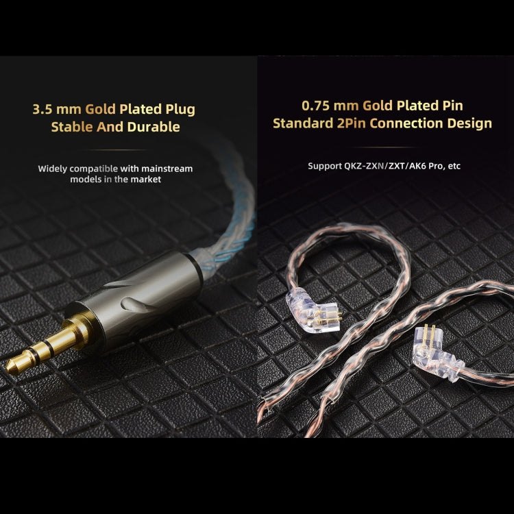 QKZ T1 8 Core TC Silver Plated 3.5mm 0.75mm 2PIN HIFI Earphone Update Cable(Yellow) - free shipping - PMC TechLife - Order now!