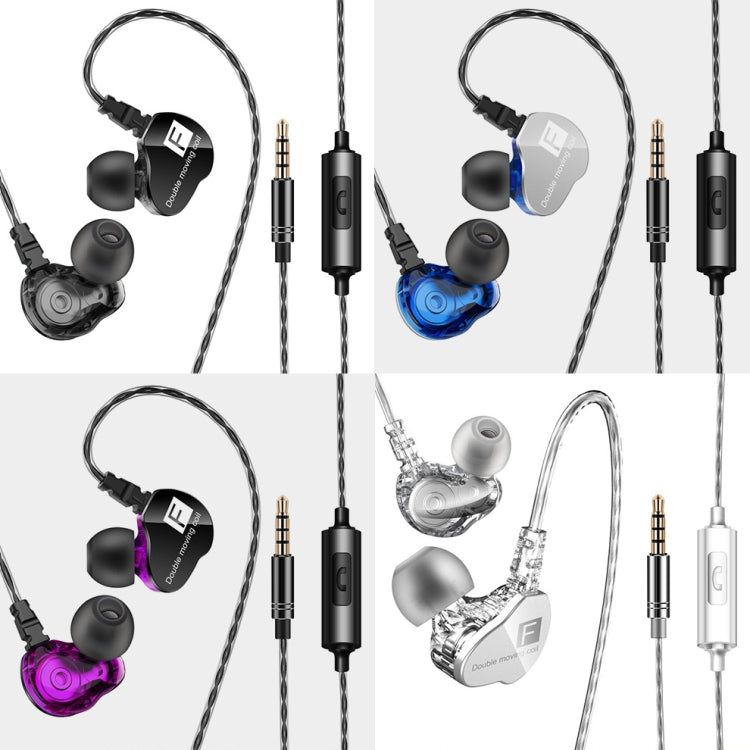 QKZ F910 In-Ear Subwoofer Dual Dynamic Earphone(Transparent) - In Ear Wired Earphone by QKZ | Online Shopping South Africa | PMC Jewellery