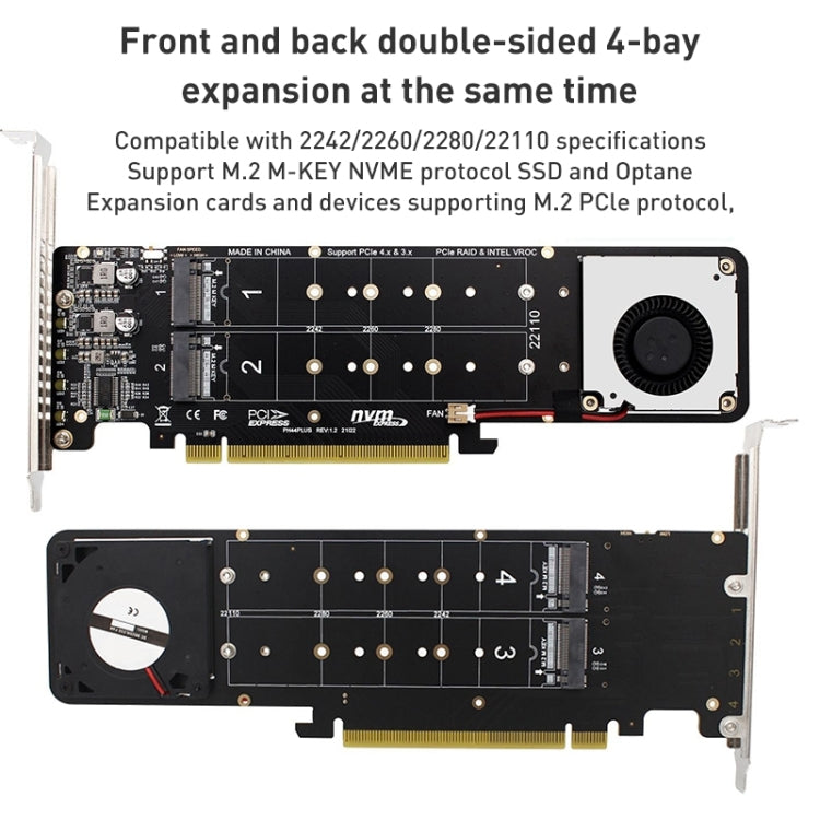 PCIe X16 to M.2 M-key NVMEx4 SSD RAID Converter Card - Others by PMC TechLife | Online Shopping South Africa | PMC TechLife | Buy Now Pay Later Mobicred