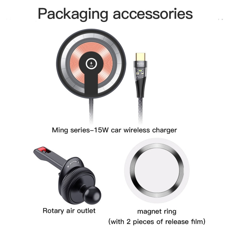 TOTUDESIGN CACW-063 Ming Series 15W Car Wireless Charger 1.5m Cable(Grey) - Wireless Charger Holders by TOTUDESIGN | Online Shopping South Africa | PMC Jewellery