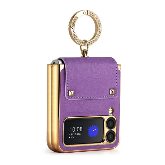 For Samsung Galaxy Z Flip3 5G GKK Colorful PU Phone Case with Ring Holder(Purple) - Galaxy Phone Cases by GKK | Online Shopping South Africa | PMC Jewellery | Buy Now Pay Later Mobicred