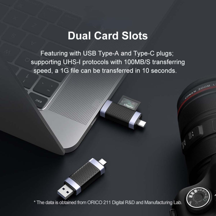 ORICO CS2T-A3 TF/SD Dual Port USB-A3.0 Dual Read Card Reader(Black) -  by ORICO | Online Shopping South Africa | PMC TechLife | Buy Now Pay Later Mobicred
