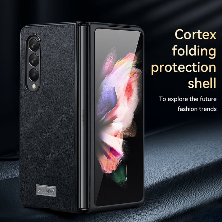 For Samsung Galaxy Z Fold4 SULADA Shockproof TPU + Handmade Leather Protective Case(Black) - Galaxy Z Fold4 5G Cases by SULADA | Online Shopping South Africa | PMC Jewellery