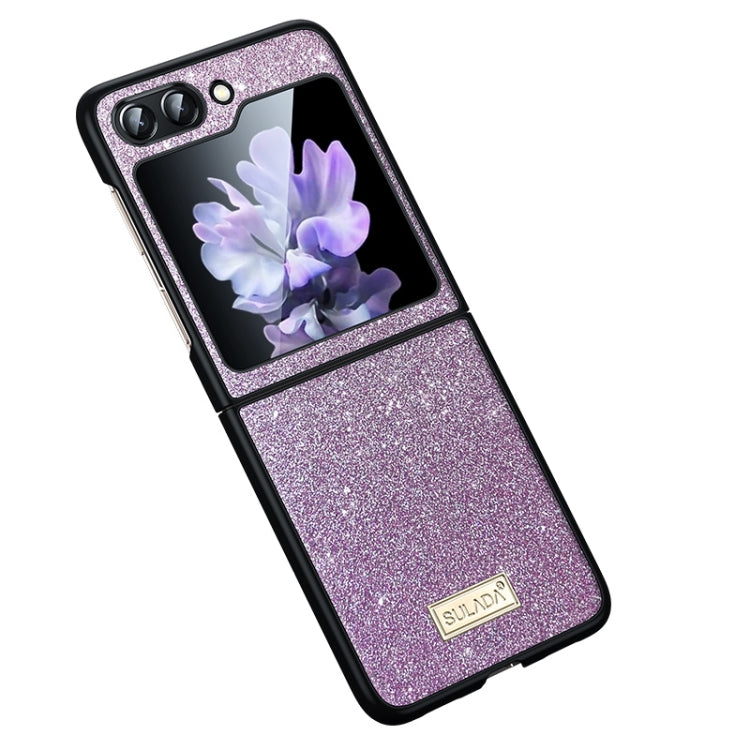 For Samsung Galaxy Z Flip5 SULADA Shockproof TPU + Handmade Leather Phone Case(Purple) - Galaxy Z Flip5 Cases by SULADA | Online Shopping South Africa | PMC Jewellery | Buy Now Pay Later Mobicred