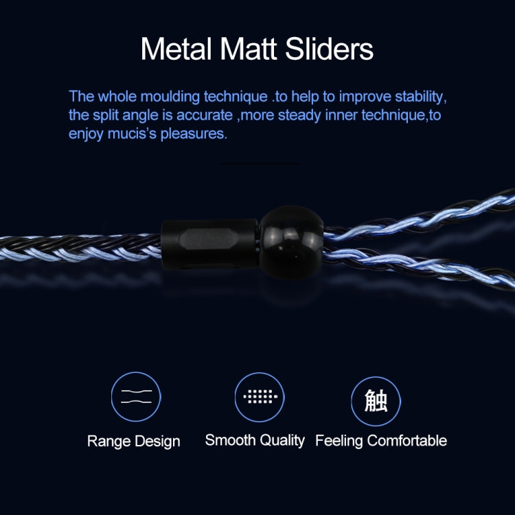CVJ V3 1.2m 16 Cores Silver-plated 3.5mm Earphone Cable, Style:0.75mm(Black-Blue) - Cable & Splitter by CVJ | Online Shopping South Africa | PMC TechLife | Buy Now Pay Later Mobicred