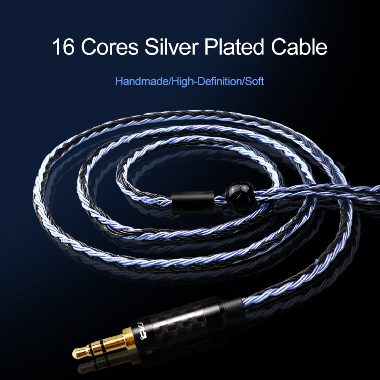 CVJ V3 1.2m 16 Cores Silver-plated 3.5mm Earphone Cable, Style:MMCX(Black-Blue) - Cable & Splitter by CVJ | Online Shopping South Africa | PMC Jewellery