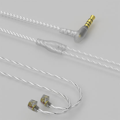 CVJ V7 1.25m 4-Cores Silver-plated 3.5mm Elbow Earphone Cable, Model:2 Pin No Mic(Silver) - Cable & Splitter by CVJ | Online Shopping South Africa | PMC Jewellery