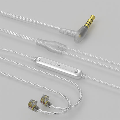 CVJ V7 1.25m 4-Cores Silver-plated 3.5mm Elbow Earphone Cable, Model:2 Pin with Mic(Silver) - Cable & Splitter by CVJ | Online Shopping South Africa | PMC Jewellery