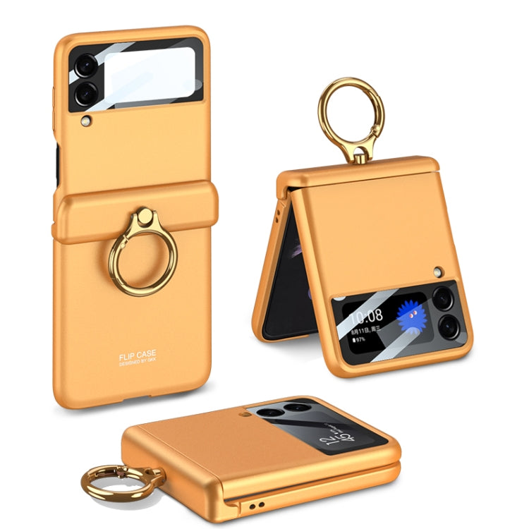 For Samsung Galaxy Z Flip4 GKK Magnetic Hinged Flip Case with Ring Holder(Orange) - Galaxy Z Flip4 5G Cases by GKK | Online Shopping South Africa | PMC Jewellery