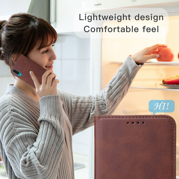 For Huawei Y9 2019 Magnetic Closure Leather Phone Case(Brown) - Huawei Cases by PMC TechLife | Online Shopping South Africa | PMC TechLife | Buy Now Pay Later Mobicred