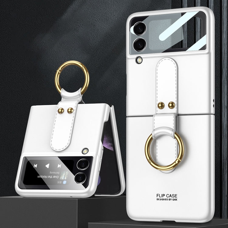 For Samsung Galaxy Z Flip4 GKK Ultra-thin PC Full Coverage Phone Flip Case with Ring Holder(Silver) - Galaxy Z Flip4 5G Cases by GKK | Online Shopping South Africa | PMC TechLife