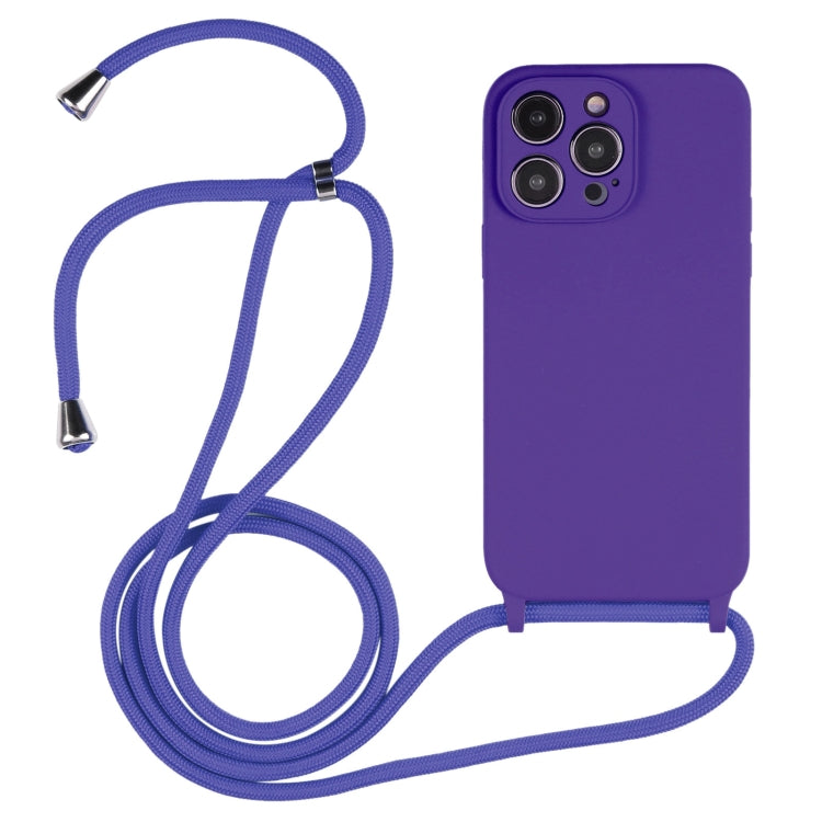 For iPhone 14 Pro Max Crossbody Lanyard Liquid Silicone Case(Purple) - iPhone 14 Pro Max Cases by PMC Jewellery | Online Shopping South Africa | PMC Jewellery