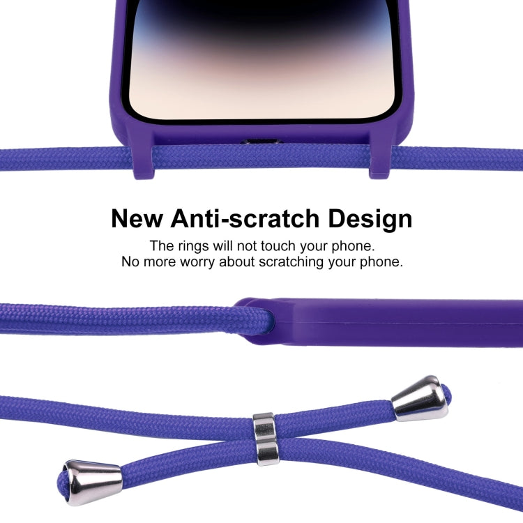 For iPhone 14 Pro Max Crossbody Lanyard Liquid Silicone Case(Purple) - iPhone 14 Pro Max Cases by PMC TechLife | Online Shopping South Africa | PMC TechLife