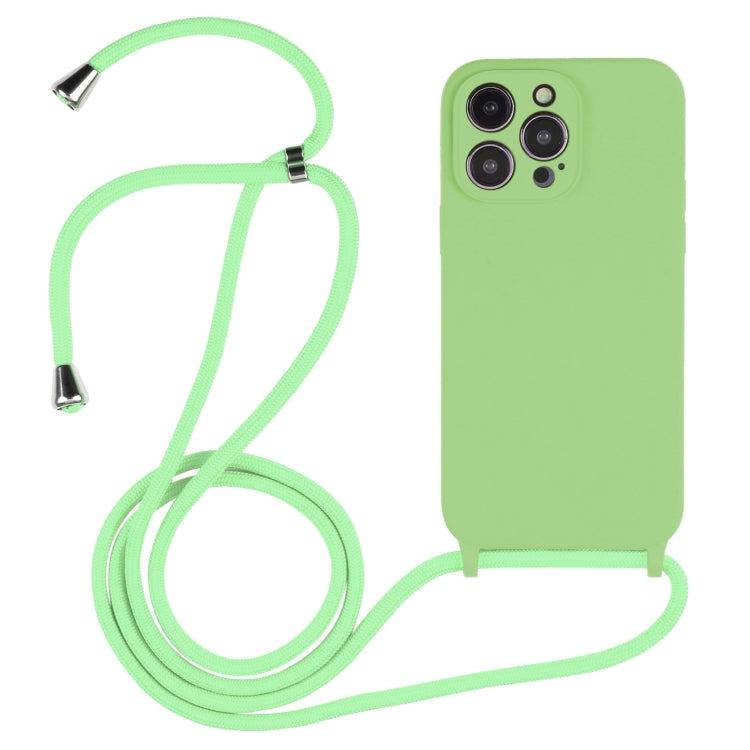 For iPhone 14 Pro Max Crossbody Lanyard Liquid Silicone Case(Matcha Green) - iPhone 14 Pro Max Cases by PMC Jewellery | Online Shopping South Africa | PMC Jewellery