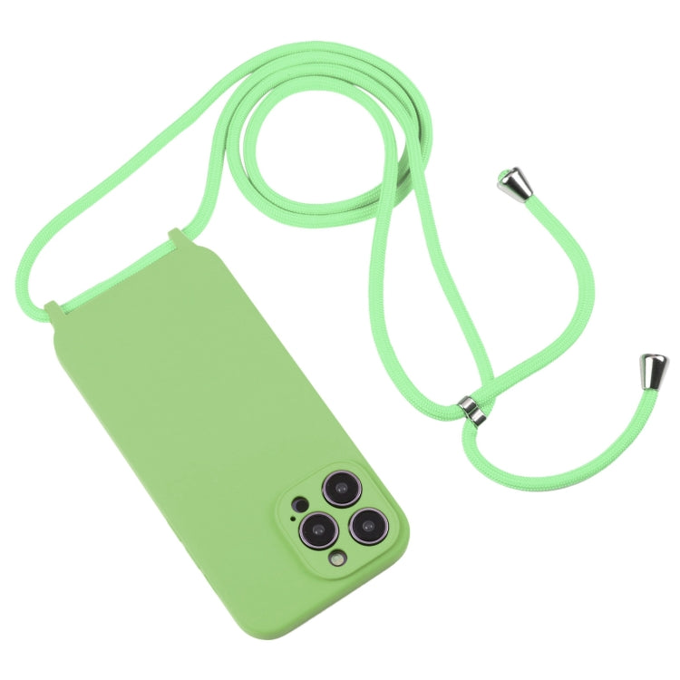 For iPhone 14 Pro Max Crossbody Lanyard Liquid Silicone Case(Matcha Green) - iPhone 14 Pro Max Cases by PMC Jewellery | Online Shopping South Africa | PMC Jewellery