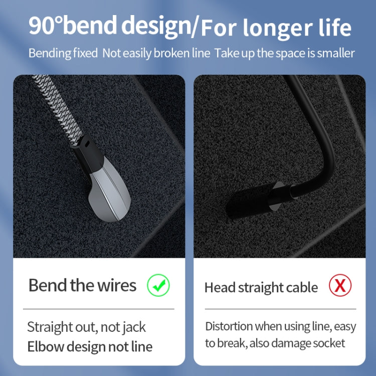 3A USB-C/Type-C to 8 Pin Elbow Fast Charge Data Cable, Length:2m(Grey) - 2 in 1 Cable by PMC TechLife | Online Shopping South Africa | PMC TechLife