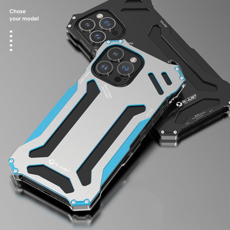 For iPhone 14 Pro Max R-JUST RJ17 Shockproof Armor Metal Phone Case(Blue) - iPhone 14 Pro Max Cases by R-JUST | Online Shopping South Africa | PMC TechLife | Buy Now Pay Later Mobicred