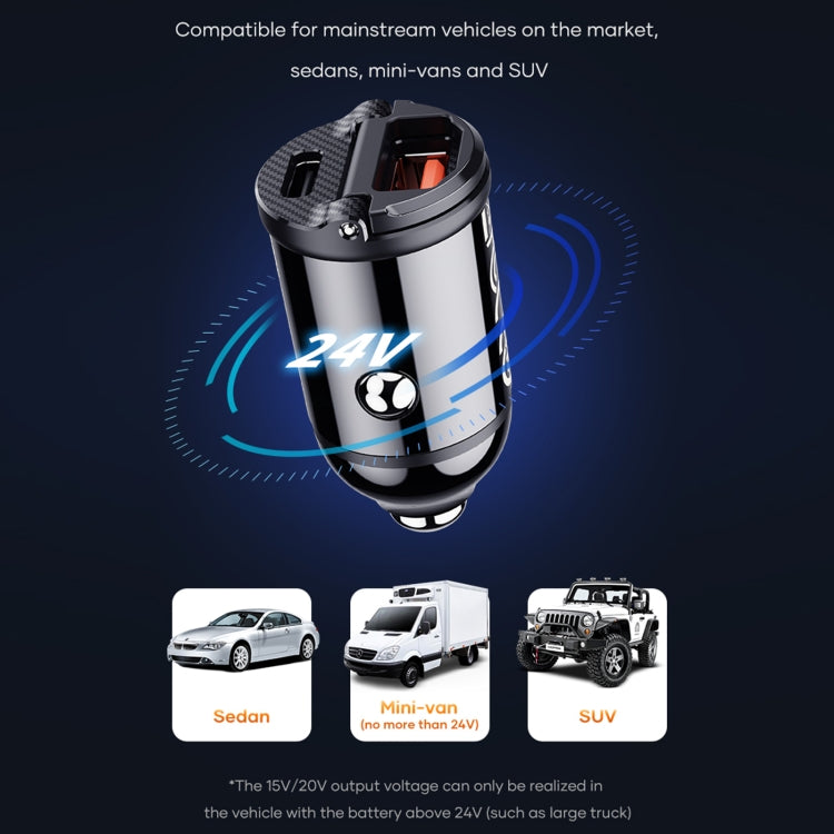 ROCK C13-F H18 Mini Portable Dual Port USB + USB-C / Type-C Car Fast Charger - Car Charger by ROCK | Online Shopping South Africa | PMC Jewellery