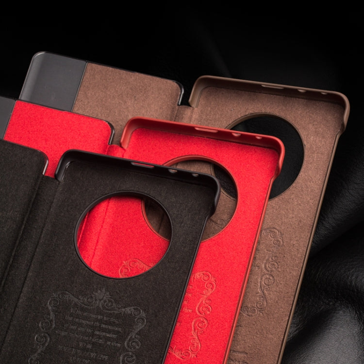 For Huawei Mate 50 Pro QIALINO Genuine Leather Side Window View Smart Phone Case(Black) - free shipping - PMC TechLife - Order now!