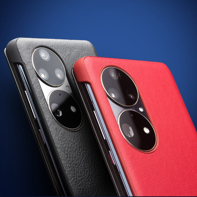 For Huawei P50 Pro QIALINO Genuine Leather Side Window View Smart Phone Case(Black) - free shipping - PMC TechLife - Order now!