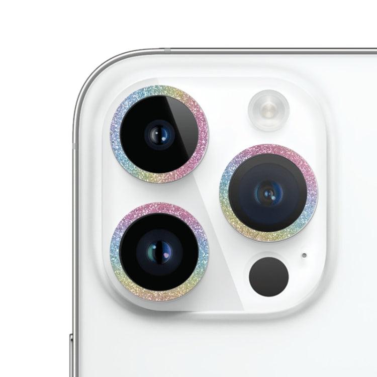 For iPhone 14 Pro Max Glitter Ring Tempered Glass Camera Lens Film(Colorful) - iPhone 14 Pro Max Tempered Glass by PMC TechLife | Online Shopping South Africa | PMC TechLife | Buy Now Pay Later Mobicred