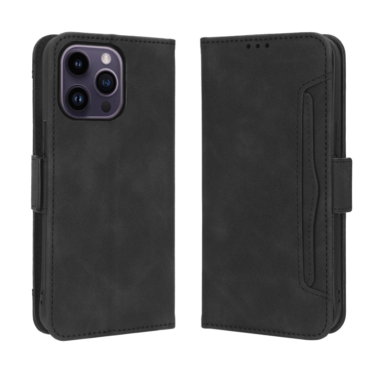 For iPhone 14 Pro Skin Feel Calf Texture Card Slots Leather Phone Case(Black) - iPhone 14 Pro Cases by PMC TechLife | Online Shopping South Africa | PMC TechLife | Buy Now Pay Later Mobicred