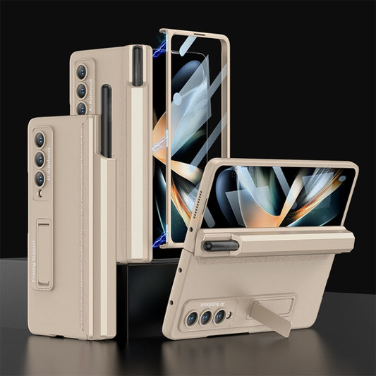 For Samsung Galaxy Z Fold4 GKK Integrated Magnetic Full Coverage Phone Case with Pen Drawer(Champagne Gold) - Galaxy Z Fold4 5G Cases by GKK | Online Shopping South Africa | PMC Jewellery | Buy Now Pay Later Mobicred