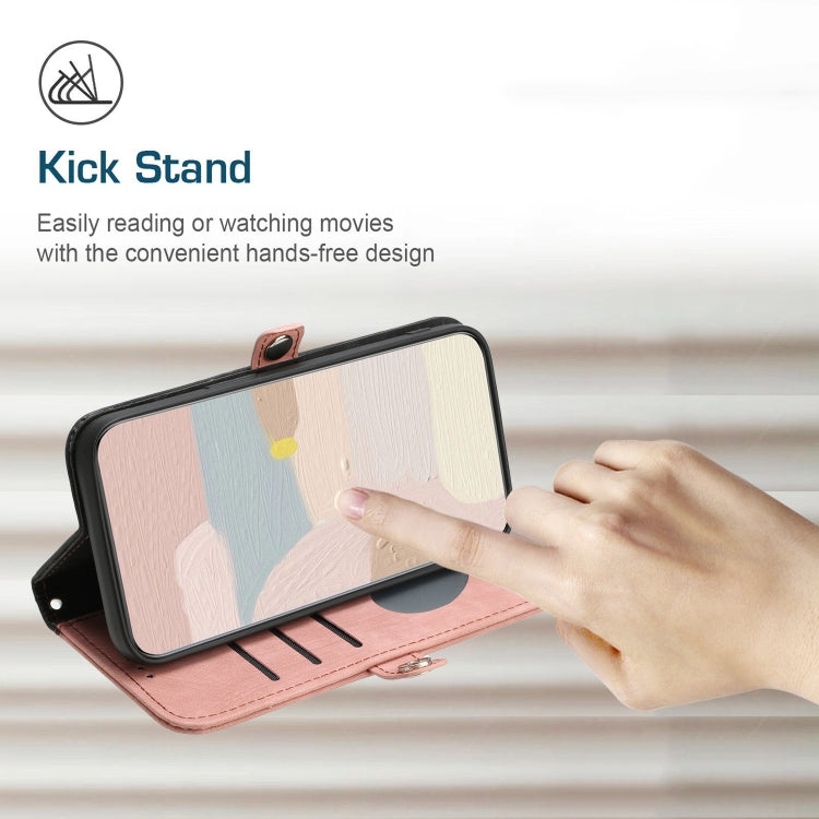 For Xiaomi Redmi 9A Side Buckle Double Fold Hand Strap Leather Phone Case(Pink) - free shipping - PMC TechLife - Order now!
