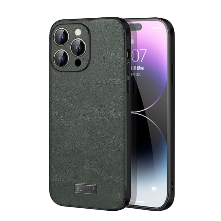 For iPhone 14 Pro SULADA Shockproof TPU + Handmade Leather Phone Case(Green) - iPhone 14 Pro Cases by SULADA | Online Shopping South Africa | PMC TechLife | Buy Now Pay Later Mobicred
