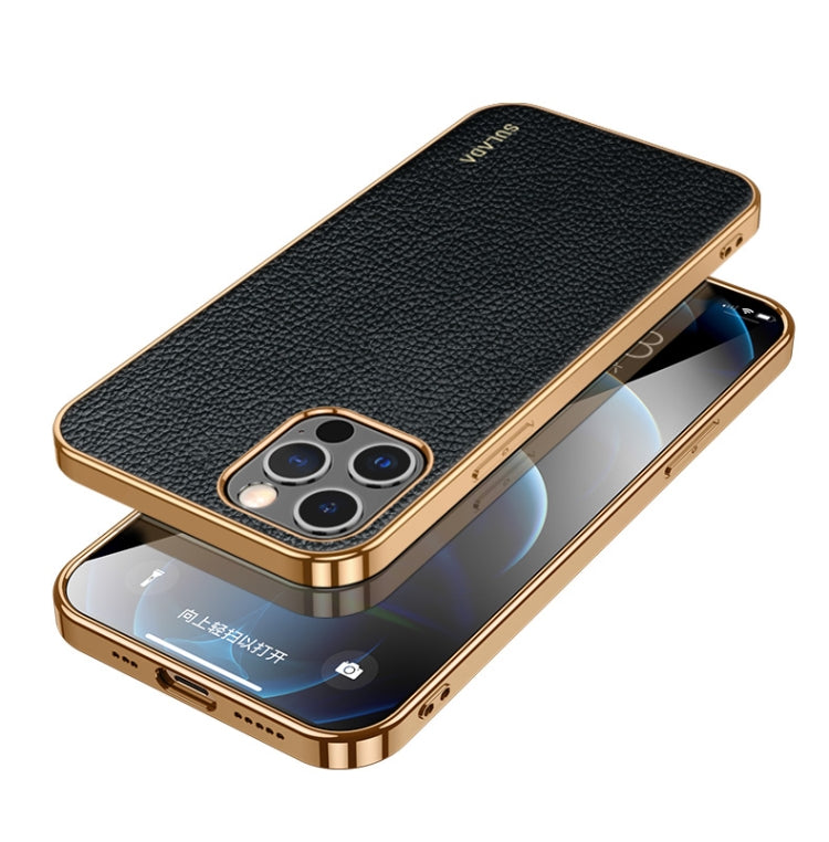 For iPhone 14 Pro Max SULADA Shockproof TPU + Handmade Leather Phone Case(Black) - iPhone 14 Pro Max Cases by SULADA | Online Shopping South Africa | PMC TechLife | Buy Now Pay Later Mobicred