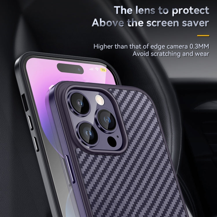 For iPhone 14 Plus SULADA Carbon Fiber Textured Shockproof Metal + TPU Frame Case(Dark Blue) - iPhone 14 Plus Cases by SULADA | Online Shopping South Africa | PMC Jewellery