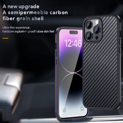 For iPhone 14 Pro Max SULADA Carbon Fiber Textured Shockproof Metal + TPU Frame Case(Silver) - iPhone 14 Pro Max Cases by SULADA | Online Shopping South Africa | PMC Jewellery | Buy Now Pay Later Mobicred