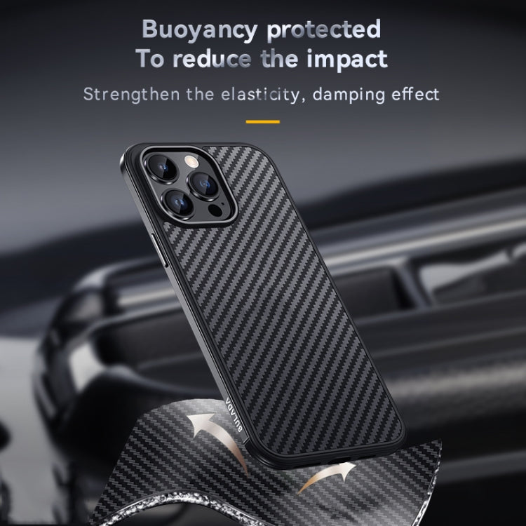 For iPhone 14 Pro Max SULADA Carbon Fiber Textured Shockproof Metal + TPU Frame Case(Silver) - iPhone 14 Pro Max Cases by SULADA | Online Shopping South Africa | PMC Jewellery | Buy Now Pay Later Mobicred