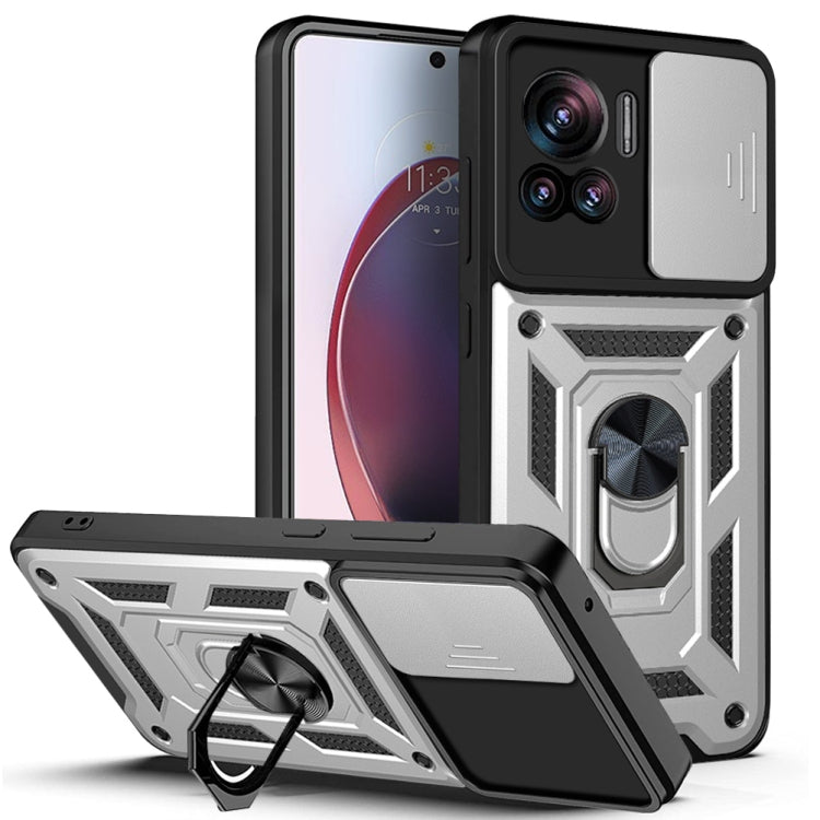 For Motorola Edge 30 Ultra Sliding Camera Cover Design TPU+PC Phone Case(Silver) - Motorola Cases by PMC Jewellery | Online Shopping South Africa | PMC Jewellery