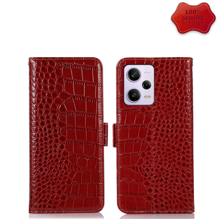For Xiaomi Redmi Note 12 Pro 5G China Crocodile Top Layer Cowhide Leather Phone Case(Red) - Note 12 Pro Cases by PMC TechLife | Online Shopping South Africa | PMC TechLife
