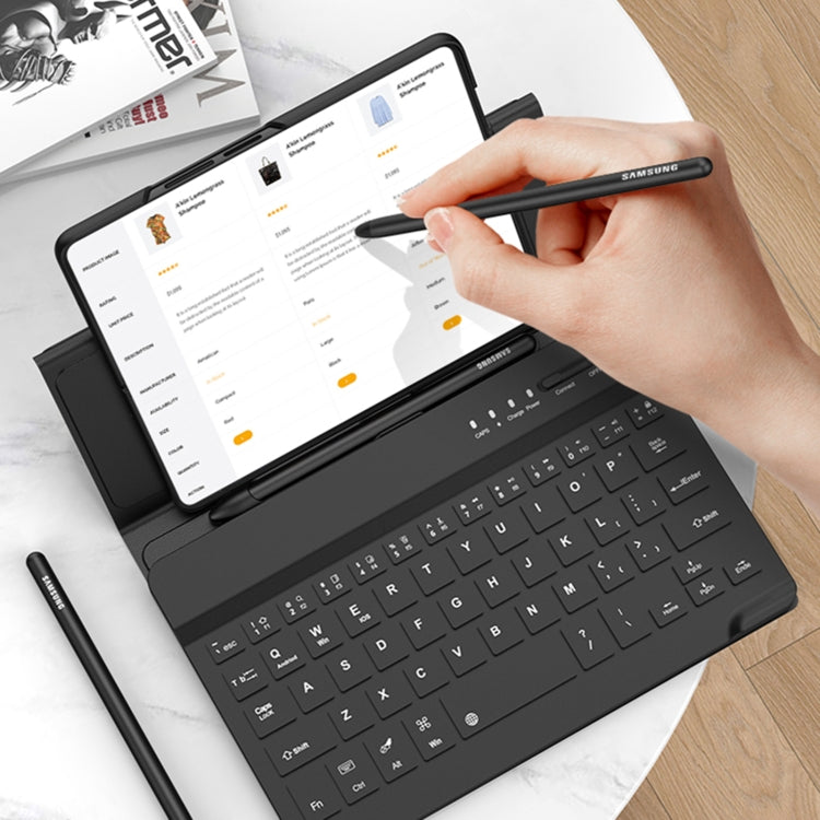 For Samsung Galaxy Z Fold3 5G GKK Magnetic Folding Bluetooth Keyboard Leather Case with Pen + Phone Case(Carbon Fibre Black) - Samsung Keyboard by GKK | Online Shopping South Africa | PMC Jewellery