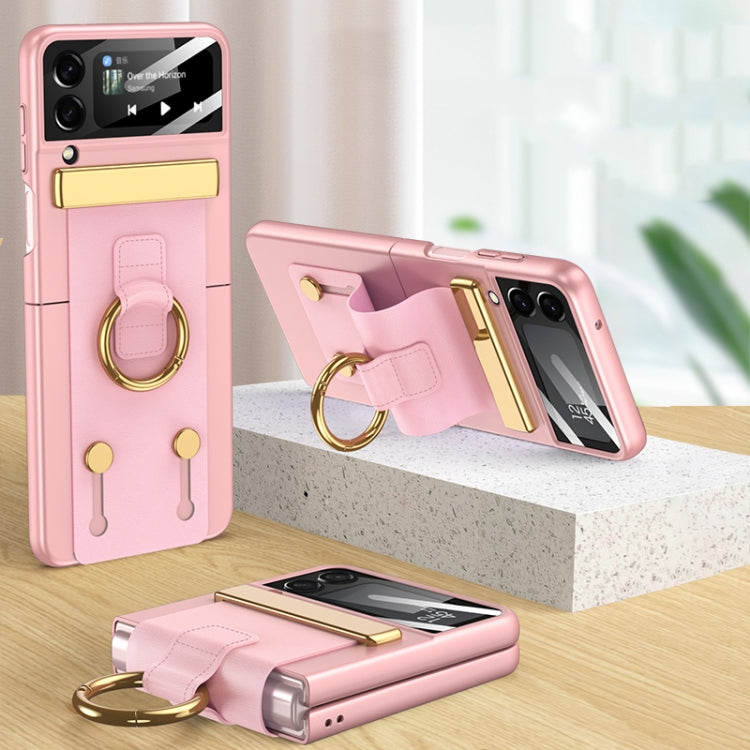 For Samsung Galaxy Z Flip4 GKK Ultrathin Shockproof Phone Case with Ring Holder / Wrist Strap(Pink) - Galaxy Z Flip4 5G Cases by GKK | Online Shopping South Africa | PMC Jewellery | Buy Now Pay Later Mobicred