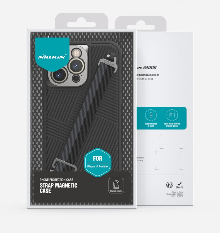 For iPhone 14 Pro Max NILLKIN MagSafe Full Coverage Phone Case with Wrist Strap(Black) - iPhone 14 Pro Max Cases by NILLKIN | Online Shopping South Africa | PMC Jewellery