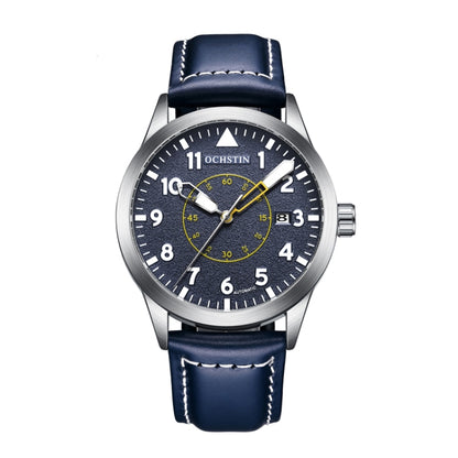 OCHSTIN 62028C Master Series Luminous Mechanical Men Watch(Blue) - Leather Strap Watches by OCHSTIN | Online Shopping South Africa | PMC Jewellery | Buy Now Pay Later Mobicred