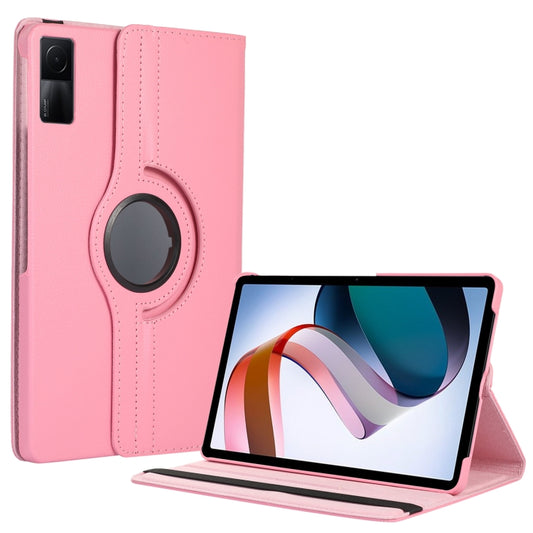 For Xiaomi Redmi Pad 10.61 360 Degree Rotation Litchi Texture Leather Tablet Case(Pink) -  by PMC Jewellery | Online Shopping South Africa | PMC Jewellery