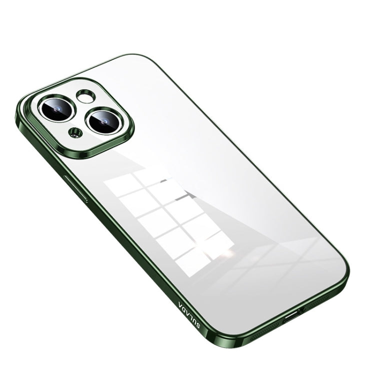 For iPhone 14 SULADA Shine Through Series Plating TPU Transparent Phone Protective Case(Green) - iPhone 14 Cases by SULADA | Online Shopping South Africa | PMC TechLife | Buy Now Pay Later Mobicred