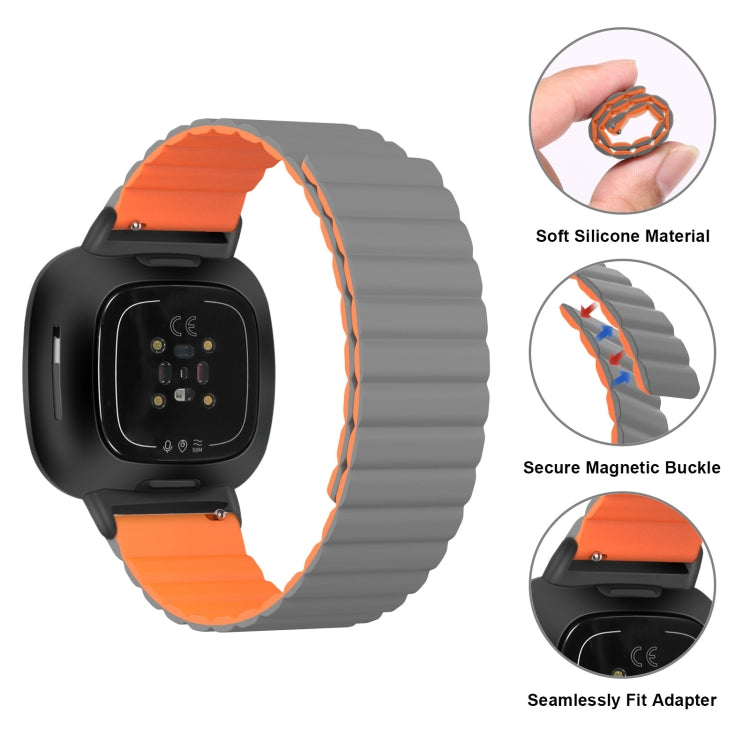 For Fitbit Versa 3 / Sense Universal Magnetic Silicone Watch Band(Black Orange) - free shipping - PMC TechLife - Order now!
