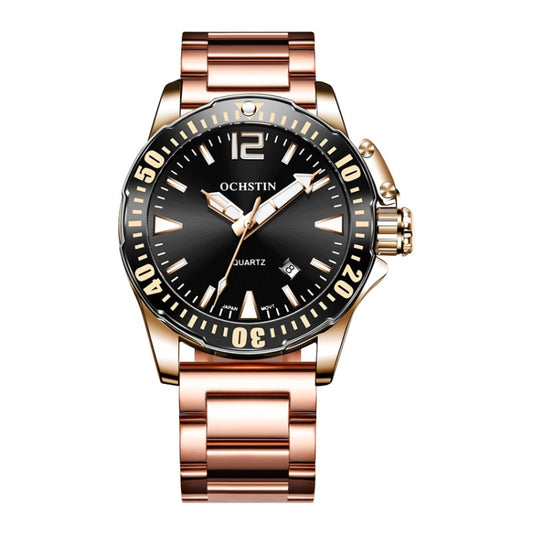 OCHSTIN 7002B Multifunctional Quartz Waterproof Luminous Steel Strap Men Watch(Rose Gold+Black) - Metal Strap Watches by OCHSTIN | Online Shopping South Africa | PMC Jewellery | Buy Now Pay Later Mobicred