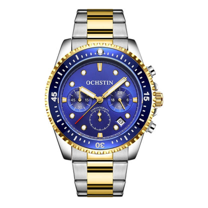 OCHSTIN 7019C Multifunctional Quartz Waterproof Luminous Steel Strap Men Watch(Blue+Gold) - Metal Strap Watches by OCHSTIN | Online Shopping South Africa | PMC Jewellery | Buy Now Pay Later Mobicred