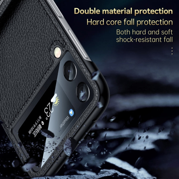 For Samsung Galaxy Z Flip4 SULADA Invisible Bracket Leather Back Cover Phone Case(Black) - Galaxy Z Flip4 5G Cases by SULADA | Online Shopping South Africa | PMC Jewellery