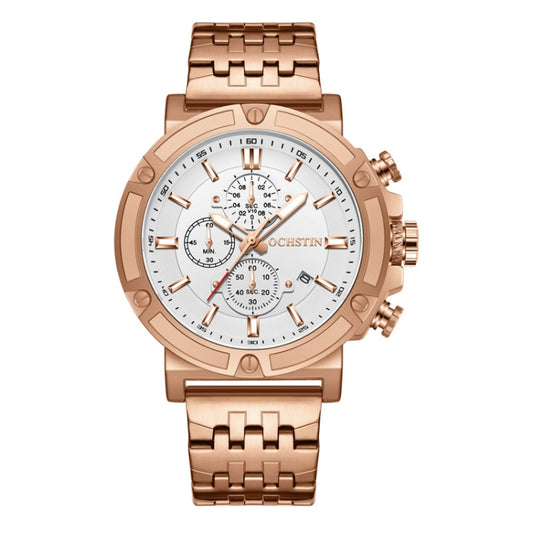 OCHSTIN 7247 Fashion Steel Strap Multifunctional Quartz Men Watch(Rose Gold White) - Metal Strap Watches by OCHSTIN | Online Shopping South Africa | PMC Jewellery | Buy Now Pay Later Mobicred